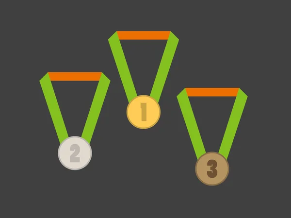 En uppsättning medaljer, guld, silver och brons medalj. Vektorillustration. — Stock vektor