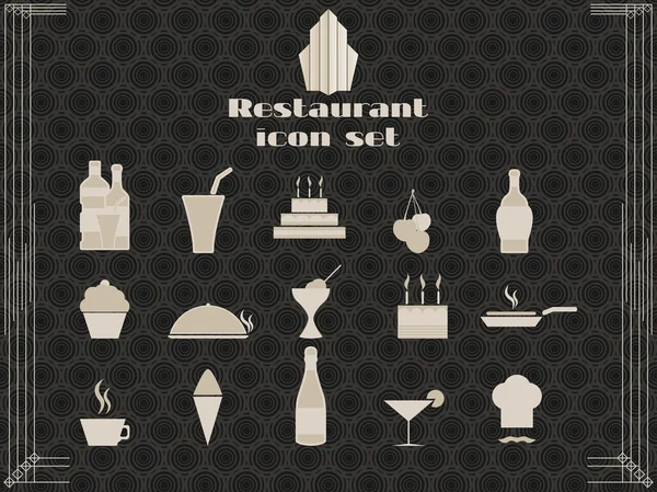 Icônes de restaurant de style art déco. Icônes de cuisine et de cuisine. Illustration vectorielle . — Image vectorielle