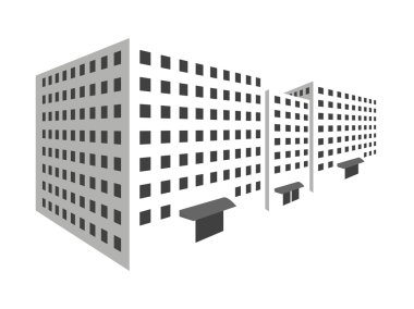 Beyaz bir arka plan bakış açısı binalarda. Anahat 3d şehirde evlerin. Vektör çizim.