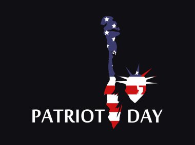 Abd bayrağı renklerinde Özgürlük Heykeli. Vatanseverlik Günü. Vektör çizimi.