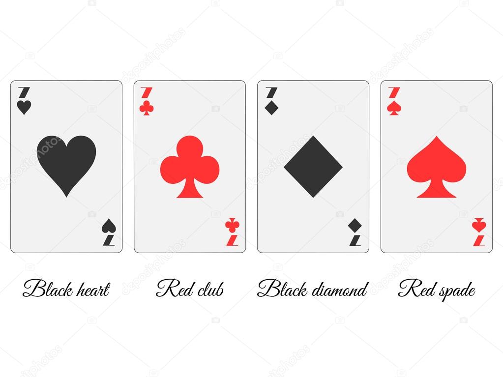 7 game cards suit other colors. Black hearts and diamonds, red spades