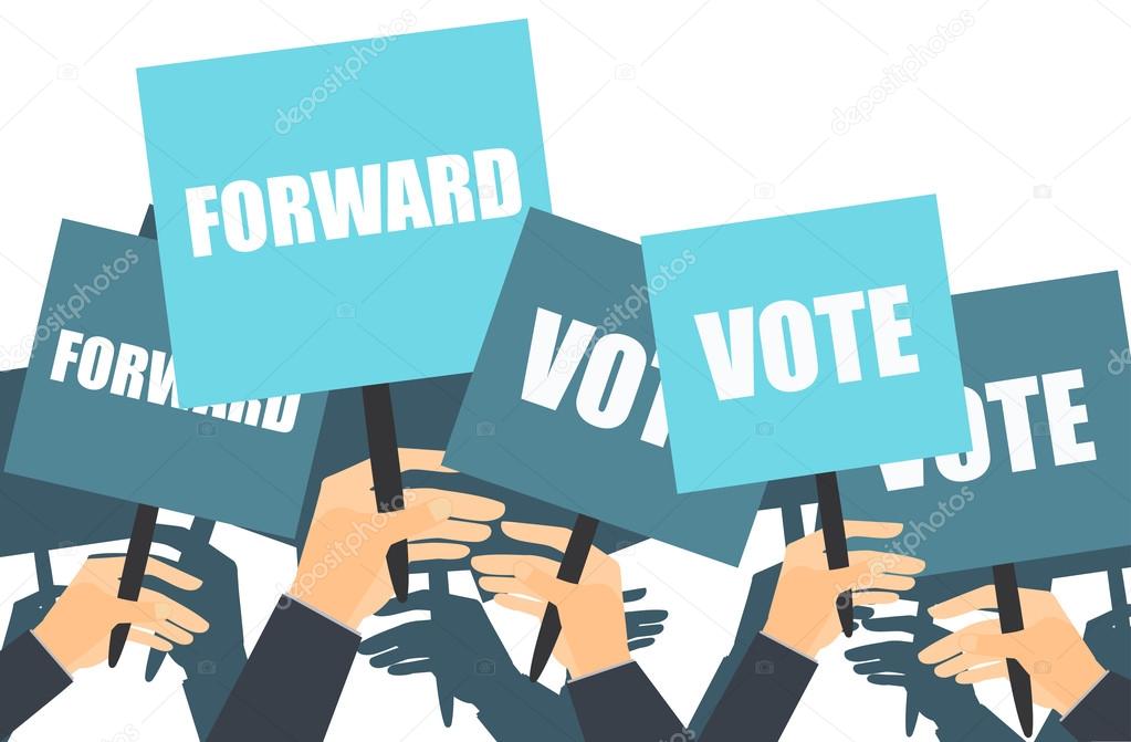 Rally support for the election of the candidate. Election campaign. voters support, people with placards. Vector illustration.