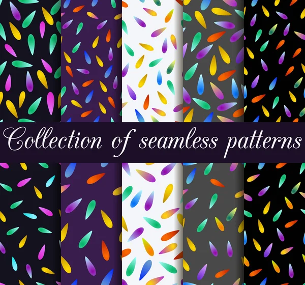 Conjunto de patrones sin costura con gradiente de gotas. Estampado de moda para camisetas, vestidos y textiles. Ilustración vectorial . — Vector de stock