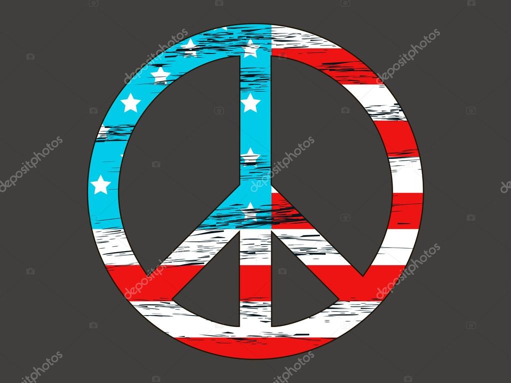 Peace symbol with the colors of the American flag and stars. Isolated on a black  background. Elements grunge style. Vector illustration. Stock Vector Image  by ©AndyVinnikov #122872810