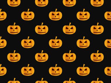 Cadılar Bayramı Balkabağı ile sorunsuz arka plan. Duvar kağıdı, yatak çarşafları, fayans, kumaşlar, arka planlar için. Vektör çizim.