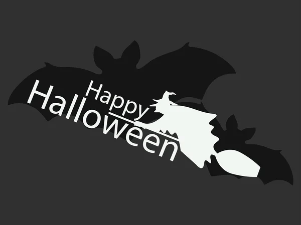 Häxa på kvast Happy Halloween. Vektorillustration. — Stock vektor