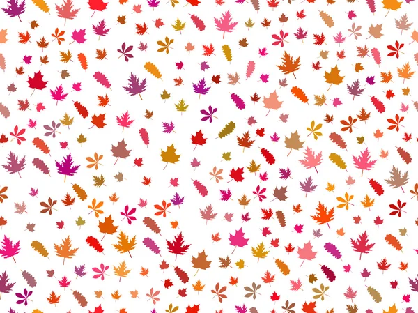 Nahtloses Muster mit Herbstblättern auf weißem Hintergrund. Bunte Blätter. Vektorillustration. — Stockvektor