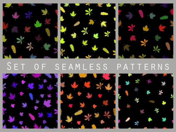 Automne feuilles motif sans couture ensemble. Feuilles colorées. Illustration vectorielle . — Image vectorielle