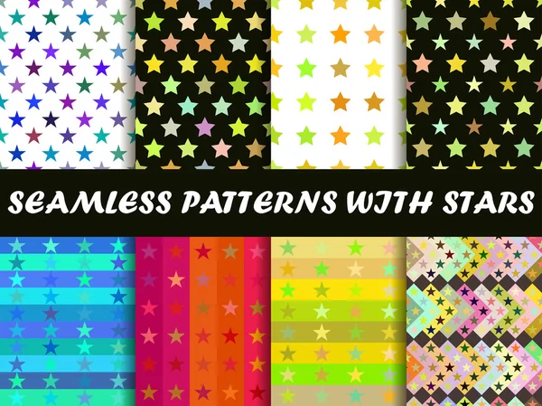 Seamless with colorful stars. Templates for fabric. Vector illustration. — Stock Vector
