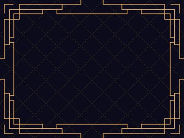 Art deco çerçeve. Klasik doğrusal sınır. Davetiyeler, broşürler ve tebrik kartları için bir şablon tasarla. 1920 'lerin tarzı - 1930' lar. Vektör illüstrasyonu