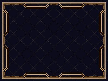 Art deco çerçeve. Klasik doğrusal sınır. Davetiyeler, broşürler ve tebrik kartları için bir şablon tasarla. 1920 'lerin tarzı - 1930' lar. Vektör illüstrasyonu