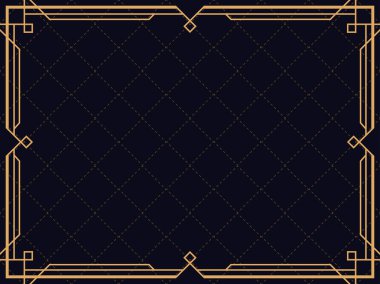 Art deco çerçeve. Klasik doğrusal sınır. Davetiyeler, broşürler ve tebrik kartları için bir şablon tasarla. 1920 'lerin tarzı - 1930' lar. Vektör illüstrasyonu