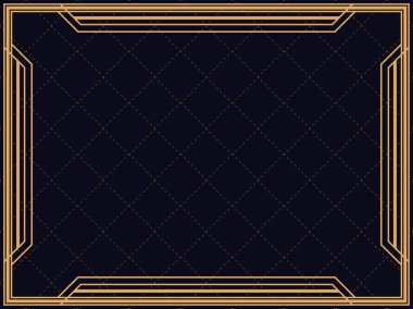 Art deco çerçeve. Klasik doğrusal sınır. Davetiyeler, broşürler ve tebrik kartları için bir şablon tasarla. 1920 'lerin tarzı - 1930' lar. Vektör illüstrasyonu