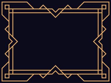 Art deco çerçeve. Klasik doğrusal sınır. Davetiyeler, broşürler ve tebrik kartları için bir şablon tasarla. 1920 'lerin tarzı - 1930' lar. Vektör illüstrasyonu