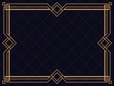 Art deco çerçeve. Klasik doğrusal sınır. Davetiyeler, broşürler ve tebrik kartları için bir şablon tasarla. 1920 'lerin tarzı - 1930' lar. Vektör illüstrasyonu