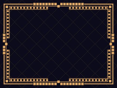 Art deco çerçeve. Klasik doğrusal sınır. Davetiyeler, broşürler ve tebrik kartları için bir şablon tasarla. 1920 'lerin tarzı - 1930' lar. Vektör illüstrasyonu