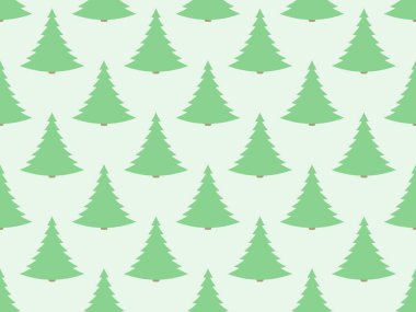 Noel ağacı desensiz. Tatil zamanı yeşil köknar ağacı. Noel süsleri, tebrik kartları ve afişler için şenlik arka planı. Vektör illüstrasyonu