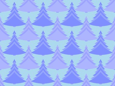 Noel ağacı desensiz. Bayram zamanı mavi köknar ağacı. Noel süsleri, tebrik kartları ve afişler için şenlik arka planı. Vektör illüstrasyonu