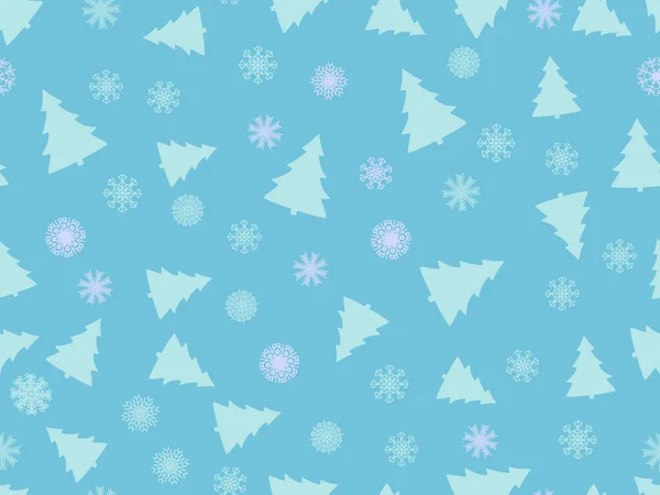 Árbol Navidad Copos Nieve Patrón Sin Costuras Árbol Abeto Vacaciones — Vector de stock
