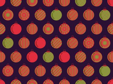 Noel balosu kusursuz desenleri süsler. Broşürler, promosyon malzemeleri, ambalaj kağıtları ve duvar kağıtları için harika. Vektör illüstrasyonu