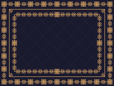 Art deco tarzında, kar taneleriyle Noel çerçevesi. Çizgi sanatı klasik doğrusal sınırı. Davetiyeler, broşürler ve tebrik kartları için bir şablon tasarla. 1920 'lerin tarzı - 1930' lar. Vektör illüstrasyonu