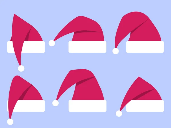 Weihnachtsmann Hut Ikone Set Sammlung Von Weihnachtsmützen Weihnachtsmütze Ideal Für — Stockvektor