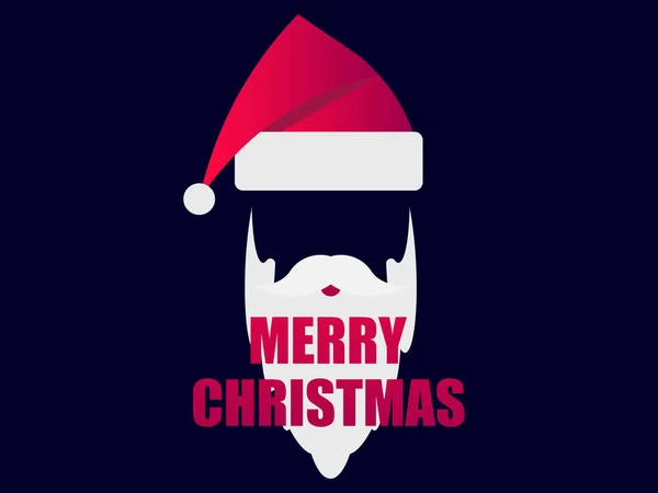 Feliz Navidad Tarjeta Felicitación Con Sombrero Papá Noel Navidad Barba — Vector de stock