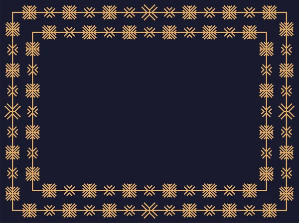Christmas Frame Art Deco Style Snowflakes Line Art Vintage Linear — Stock Vector