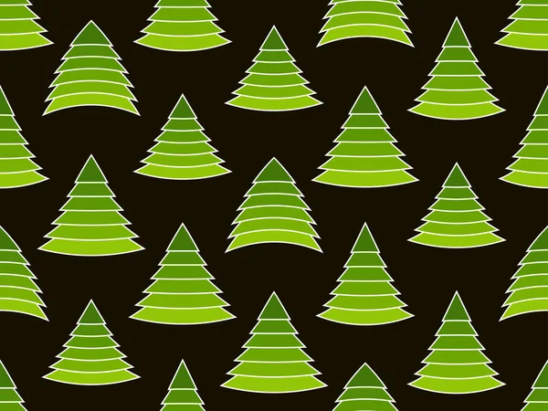 クリスマスツリーのシームレスなパターン 休日の時間緑のモミの木 クリスマスの装飾 グリーティングカードやバナーのためのお祭りの背景 ベクターイラスト — ストックベクタ