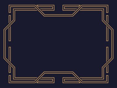 Art deco çerçeve. Klasik doğrusal sınır. Davetiyeler, broşürler ve tebrik kartları için bir şablon tasarla. 1920 'lerin tarzı - 1930' lar. Vektör illüstrasyonu