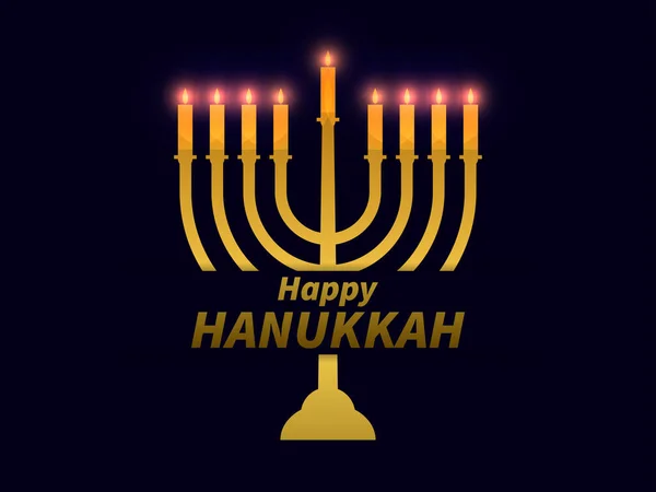 Glad Chanukkah Menorah Med Nio Ljus Gyllene Lutning Judisk Festival — Stock vektor