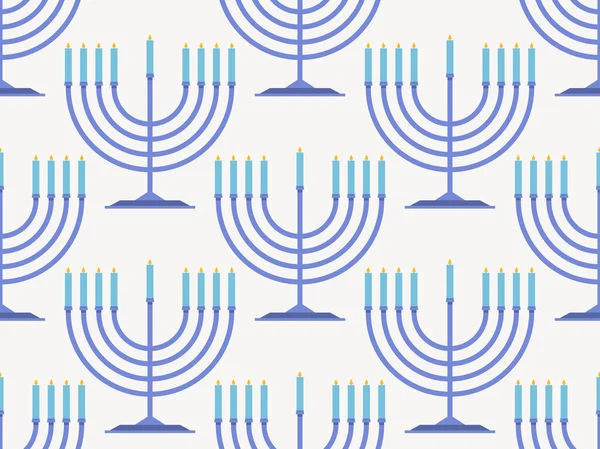 Hanoukka Patter Sans Couture Menorah Avec Neuf Bougies Fond Festival — Image vectorielle