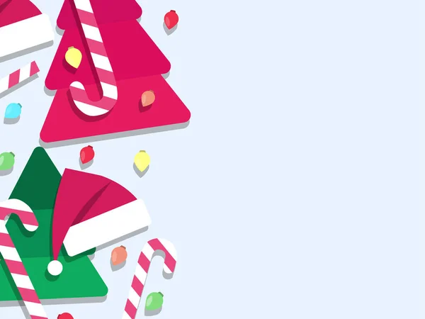 Top Kilátás Karácsonyi Dekorációk Fénymásoló Karácsonyi Ball Díszek Mikulás Kalap — Stock Vector