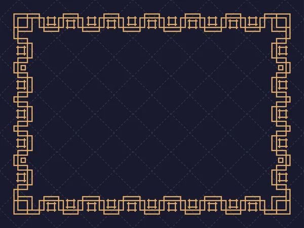Art deco çerçeve. Klasik doğrusal sınır. Davetiyeler, broşürler ve tebrik kartları için bir şablon tasarla. Geometrik altın çerçeveli. 1920 'lerin tarzı - 1930' lar. Vektör illüstrasyonu