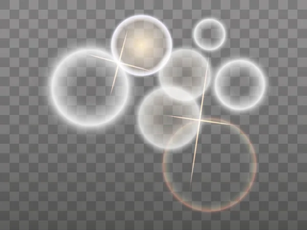 Bulles Sur Fond Transparent Des Sphères Lumière Transparentes Effet Lumineux — Image vectorielle