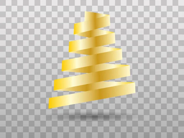 Christmas Tree Made Ribbon Isolated Transparent Background Golden Gradient Vector — Stock Vector