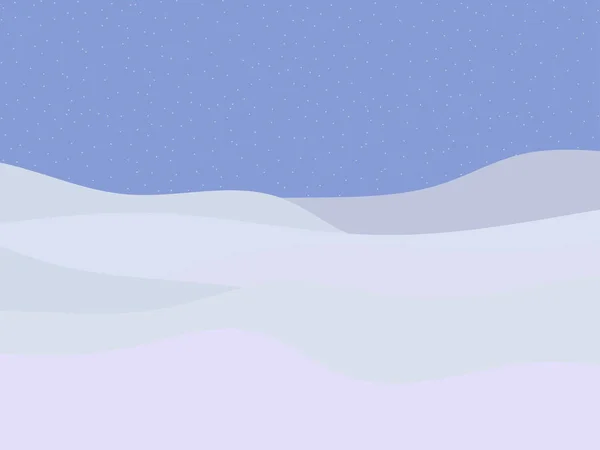 Winterlandschaft Mit Fallendem Schnee Minimalistischen Stil Verschneite Wellige Landschaft Mit — Stockvektor