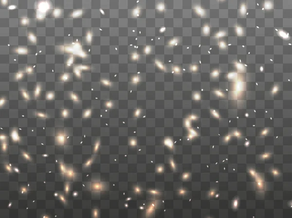 透明な背景に光を放つ 粒子が光る魔法の輝き 輝く光 ベクターイラスト — ストックベクタ