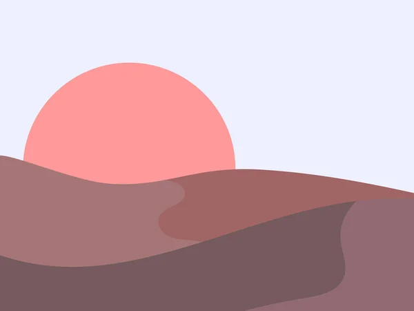 Гірський Пейзаж Мінімалістичному Стилі Схід Захід Сонця Червоне Сонце Boho — стоковий вектор