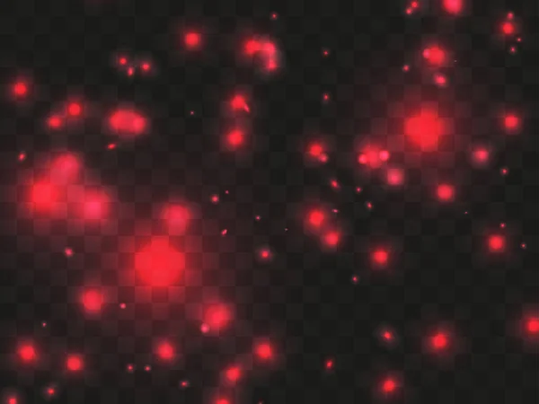 Світлове Світло Прозорому Фоні Світлі Частинки Червоного Кольору Магічне Сяйво — стоковий вектор