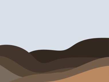 Dalgalı manzara minimalist bir tarzda. Tepeli bir manzara. Parmak izleri, posterler ve iç tasarım için boho dekoru. Orta Çağ modern dekoru. Moda tarzı. Vektör illüstrasyonu