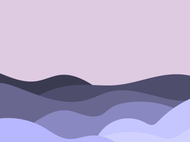 Dalgalı manzara minimalist bir tarzda. Tepeli bir manzara. Parmak izleri, posterler ve iç tasarım için boho dekoru. Orta Çağ modern dekoru. Moda tarzı. Vektör illüstrasyonu