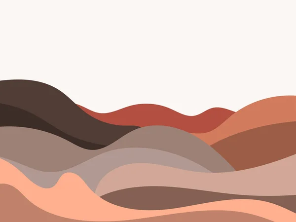 Paysage Ondulé Dans Style Minimaliste Paysage Avec Collines Décor Boho — Image vectorielle