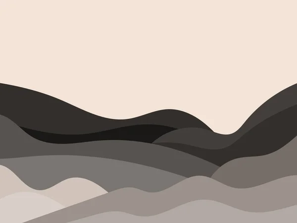 Wellenförmige Landschaft Minimalistischen Stil Landschaft Mit Hügeln Boho Dekor Für — Stockvektor