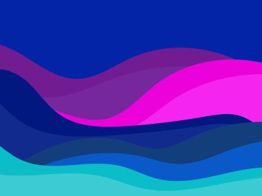 Minimalist tarzda renkli bir manzara. Düzlükler ve dağlar, tarlalar ve çayırlar. Parmak izleri, posterler ve iç tasarım için tipografik boho dekoru. Yüzyılın ortalarında modern dekorasyon. Vektör illüstrasyonu