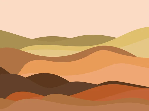Paysage Naturel Dans Style Minimaliste Plaines Montagnes Champs Prairies Décor — Image vectorielle