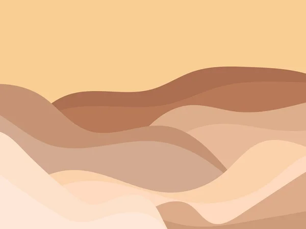Έρημος Κυματιστό Τοπίο Αμμόλοφους Μινιμαλιστικό Στυλ Επίπεδη Σχεδίαση Boho Διακόσμηση — Διανυσματικό Αρχείο