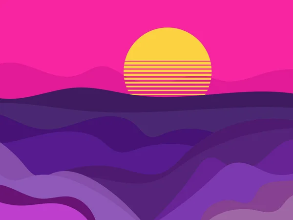 Paisaje Atardecer Estilo Minimalista Decoración Tipográfica Boho Para Estampados Carteles — Vector de stock