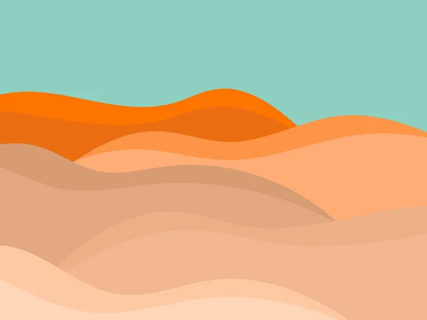 Paysage Ondulé Désert Avec Des Dunes Dans Style Minimaliste Design — Image vectorielle