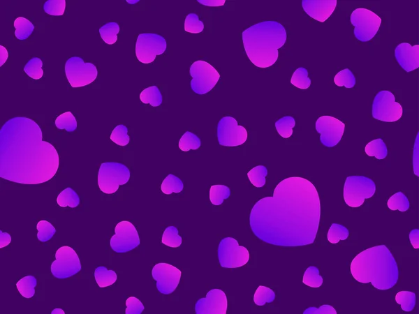 バレンタインデーのためのハートシームレスなパターン ピンクの背景に紫色の心 広告材料や生地に印刷するため ベクターイラスト — ストックベクタ